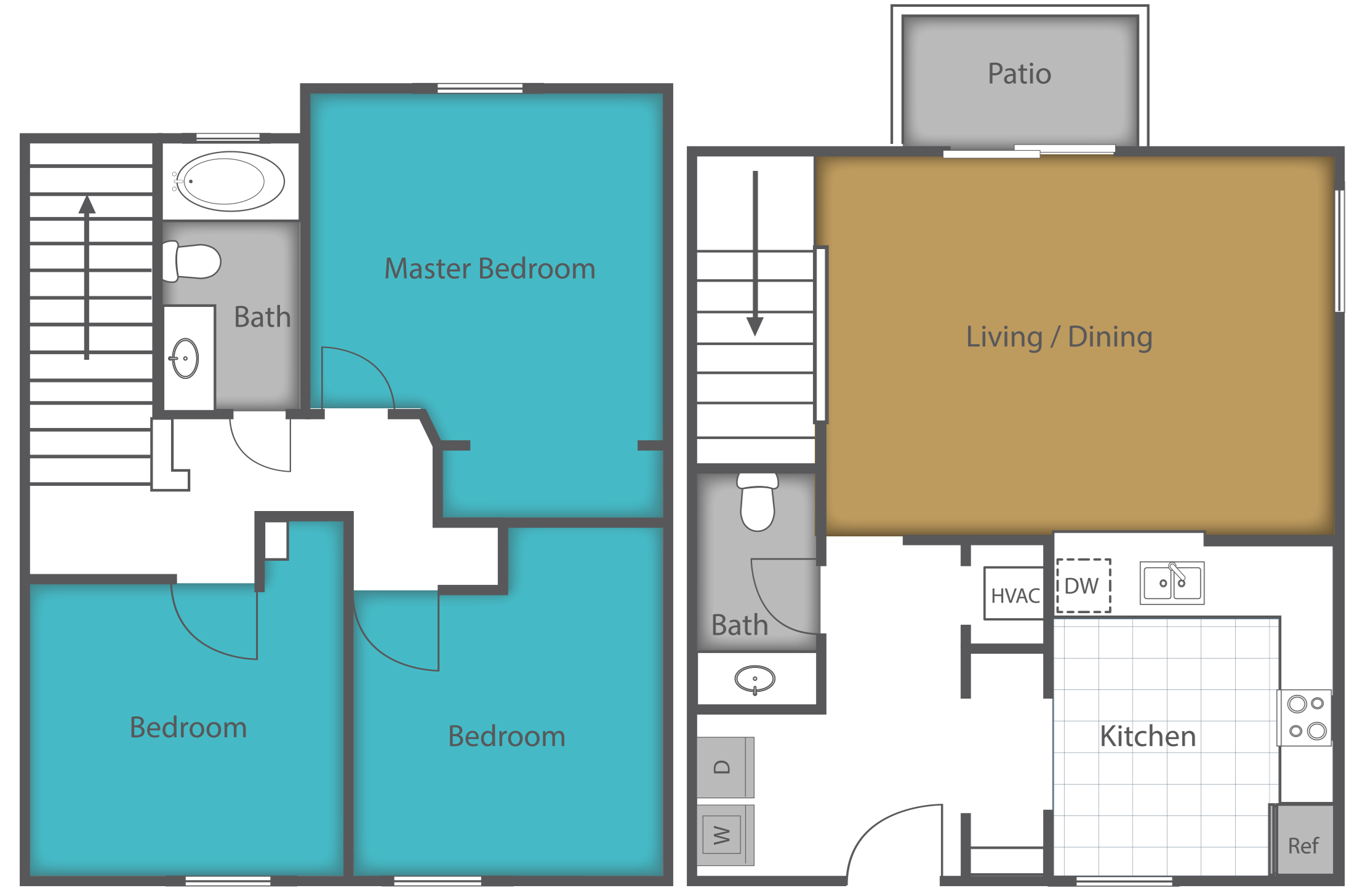 Floorplan for 3 bedroom and half bath Floorplan for 3 bedroom and half bath at Aqua Links, Sanford